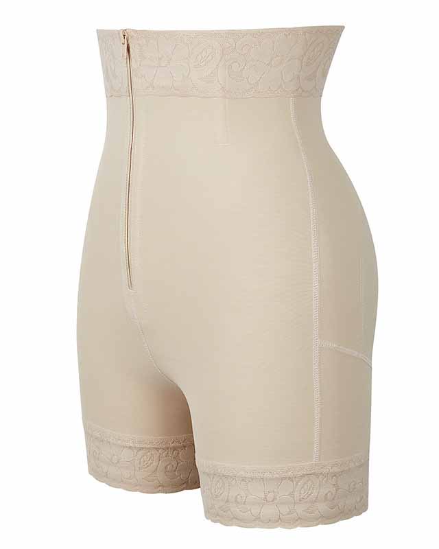 Pantalones cortos con control de barriga y push up de encaje