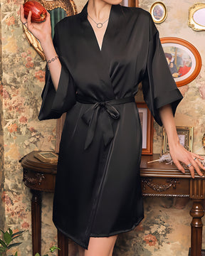 Lace-Up Satin Robe