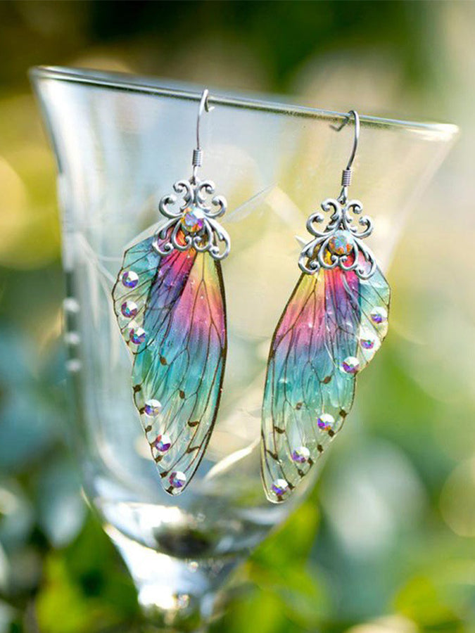 Hermosos pendientes casuales vintage con alas de mariposa