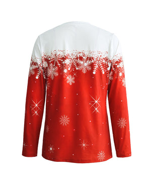 Camiseta informal navideña de manga larga con cuello redondo