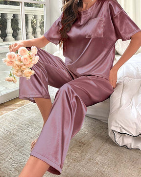 Satin Short Sleeved Trousers Loungewear